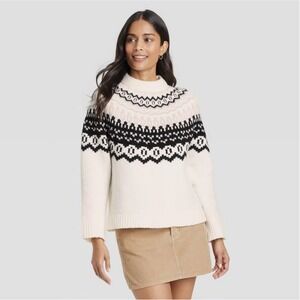 Women's Crewneck Pullover Sweater - Universal Thread Cream Fairisle S
